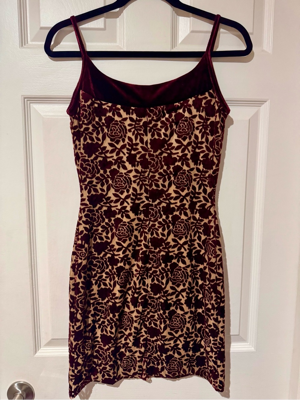 90s🌹Floral velvet burnout mini dress - Picture 5 of 9